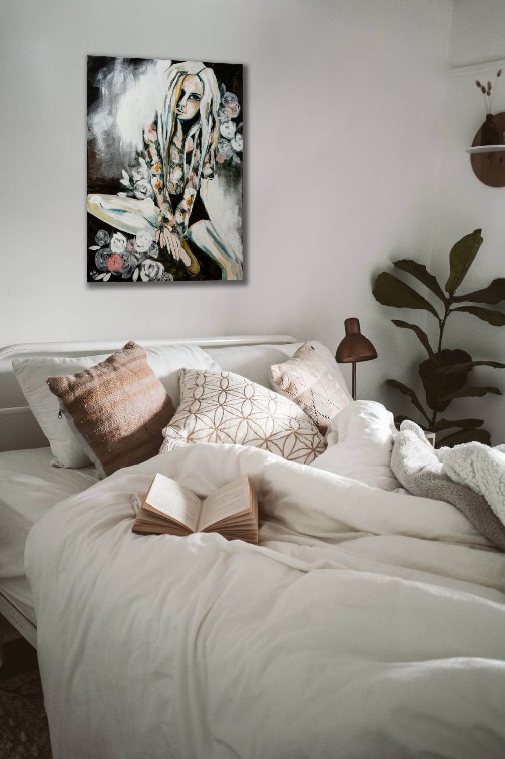 Art for the bedroom, interior design with art, acrylic artwork for your home